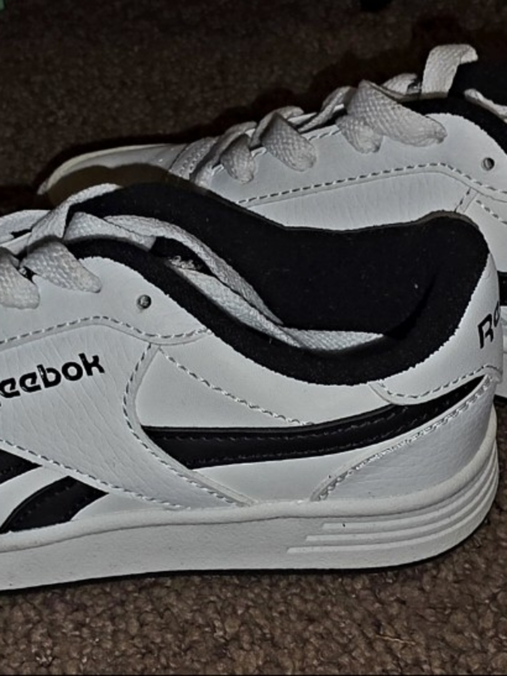 Reebok Kids White and Black Low-Top Sneakers